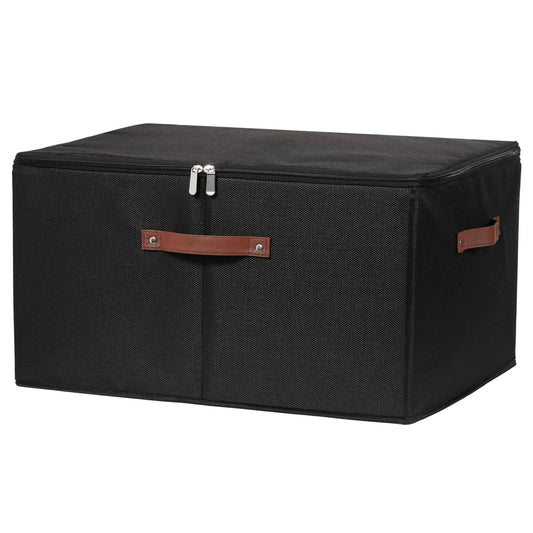 Storage Bins with Zipper Lid Cotton Linen Fabric Lidded Storage Basket