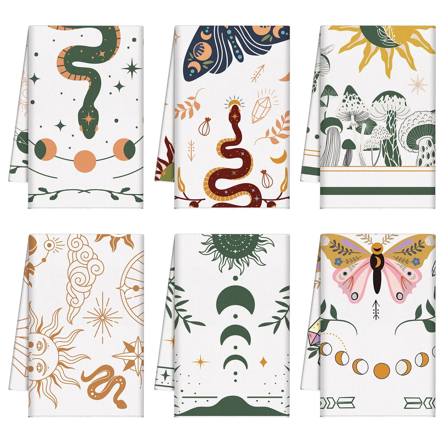 Zubebe 6 Pcs Boho Kitchen Towels Witchy Gifts