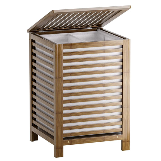 Double Bamboo Laundry Hamper with Lid
