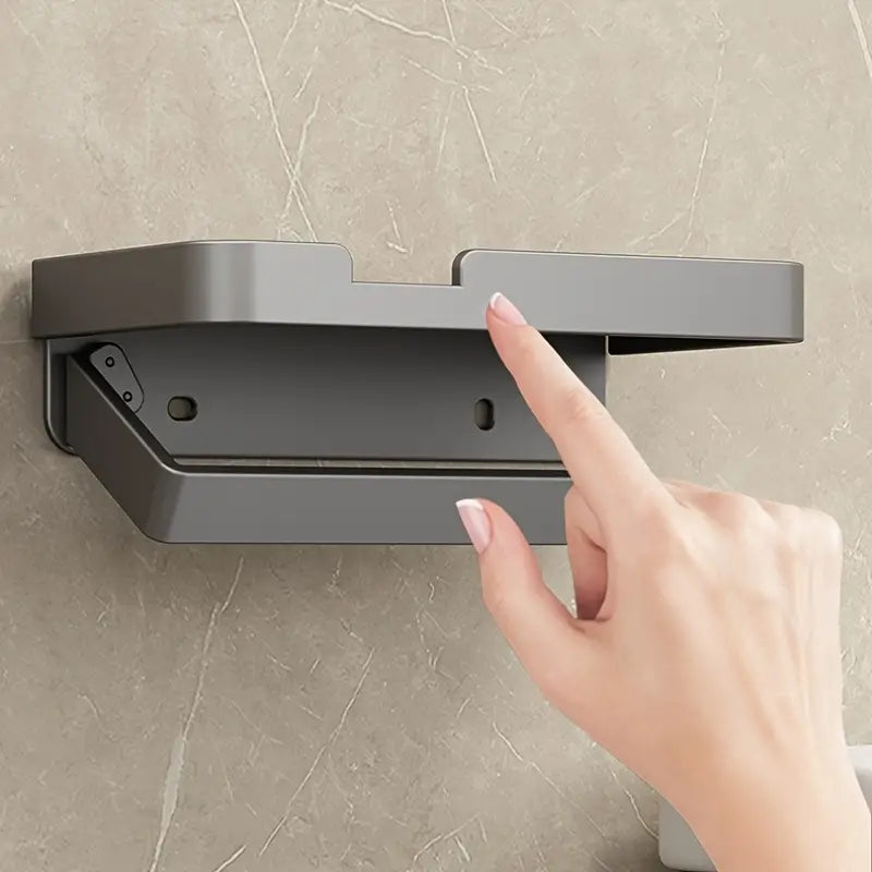 Toilet Paper Holder with Phone Shelf - Bathroom Rack