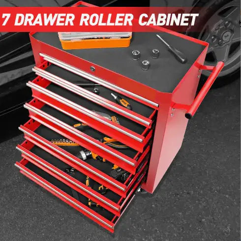 Rolling Tool Chest With 7-Drawer Tool Box With Wheels Multifunctional Tool Cart