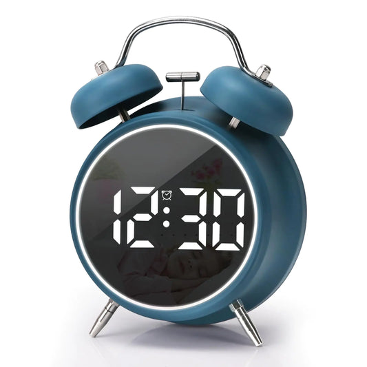 JUSTUP Digital Small Alarm Clock 4.5 Inch Double Bell Electronic LED