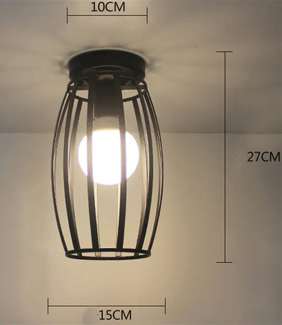 Vintage Black Iron Cage Ceiling Lamp for Home Lighting