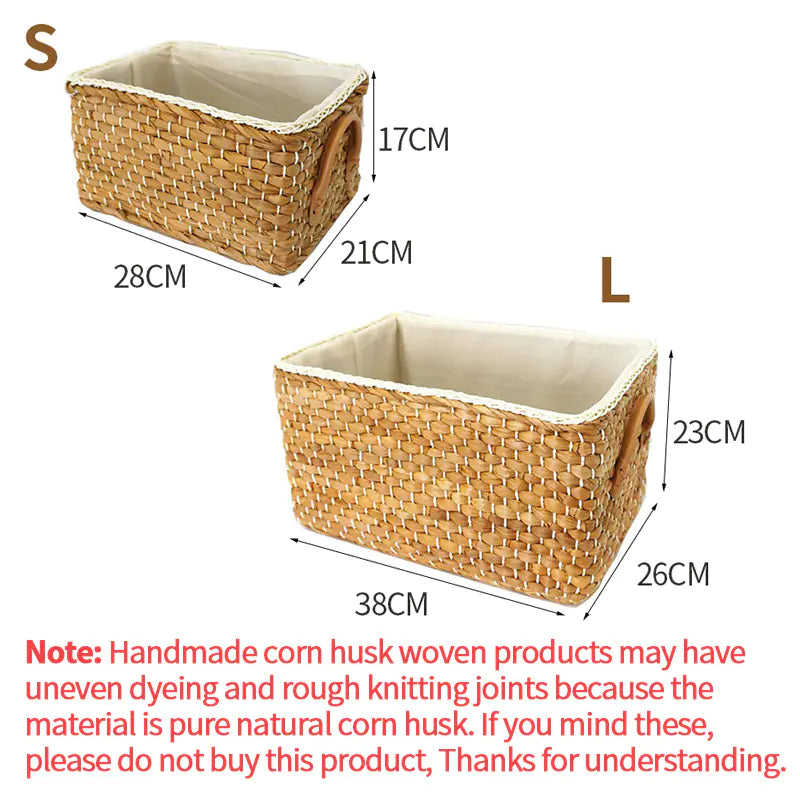Rectangular Woven Storage Baskets with Handles