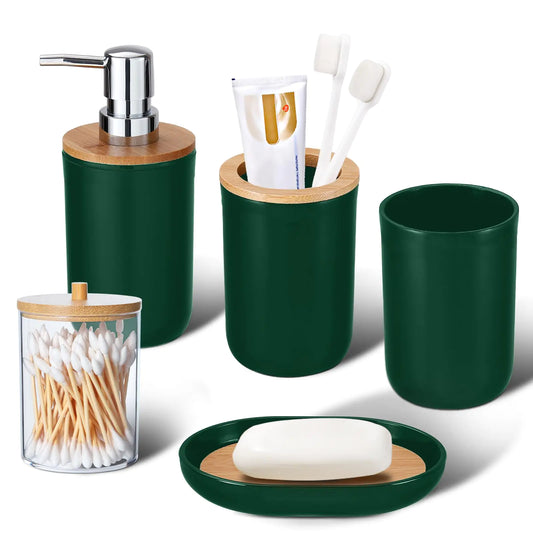 iMucci Bathroom Accessories Set 5 Piece Hunter Green Bathroom Sets
