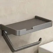 Toilet Paper Holder with Phone Shelf - Bathroom Rack