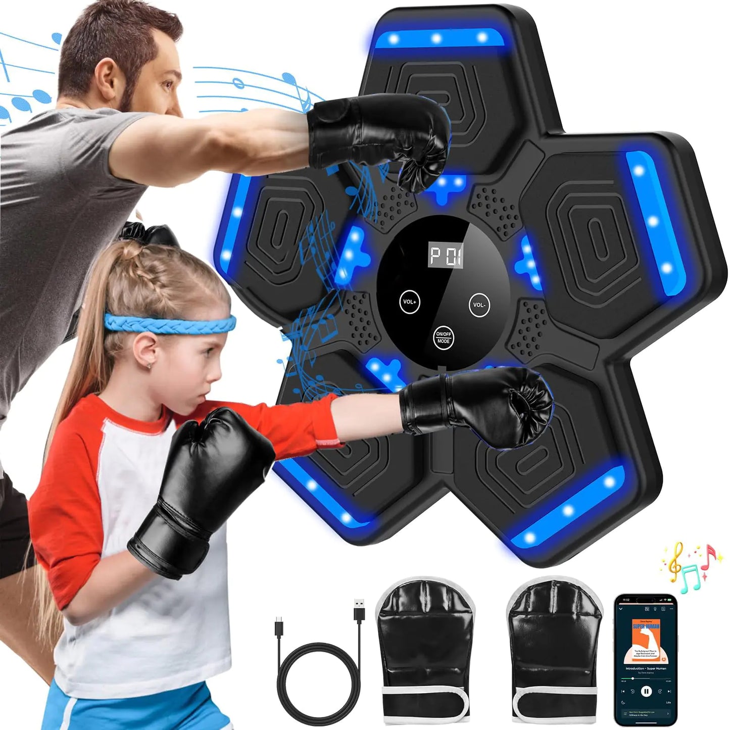 Premium Music Boxing Machine with Boxing Gloves Smart Bluetooth