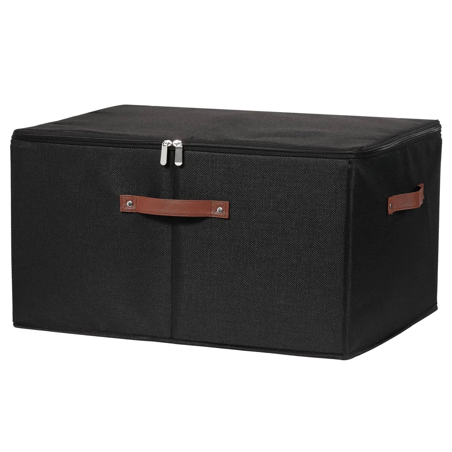 Storage Bins with Zipper Lid Cotton Linen Fabric Lidded Storage Basket