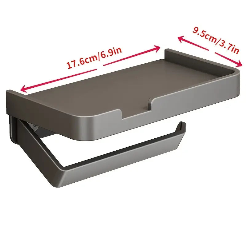 Toilet Paper Holder with Phone Shelf - Bathroom Rack