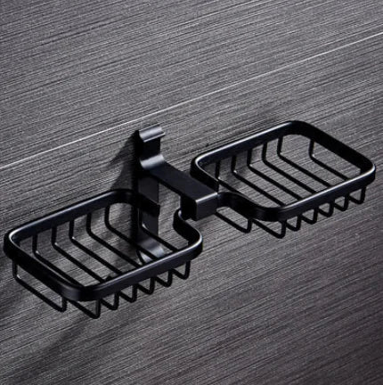 Space Aluminum Double Layer Soap Dish for Bathroom