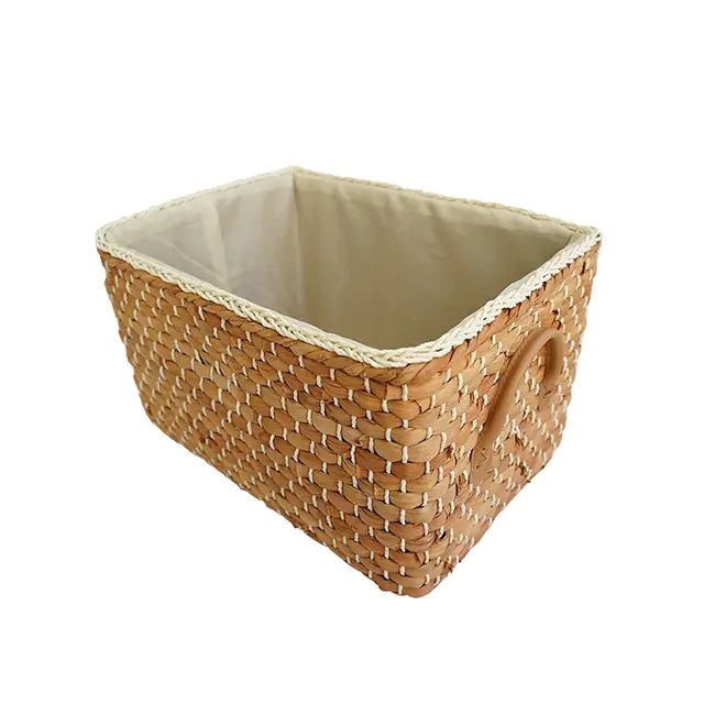 Rectangular Woven Storage Baskets with Handles