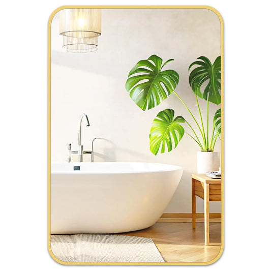 Fabuday Gold Bathroom Mirror for Over Sink Wall - 24x36 Rectangle Mirror with Golden Metal Frame