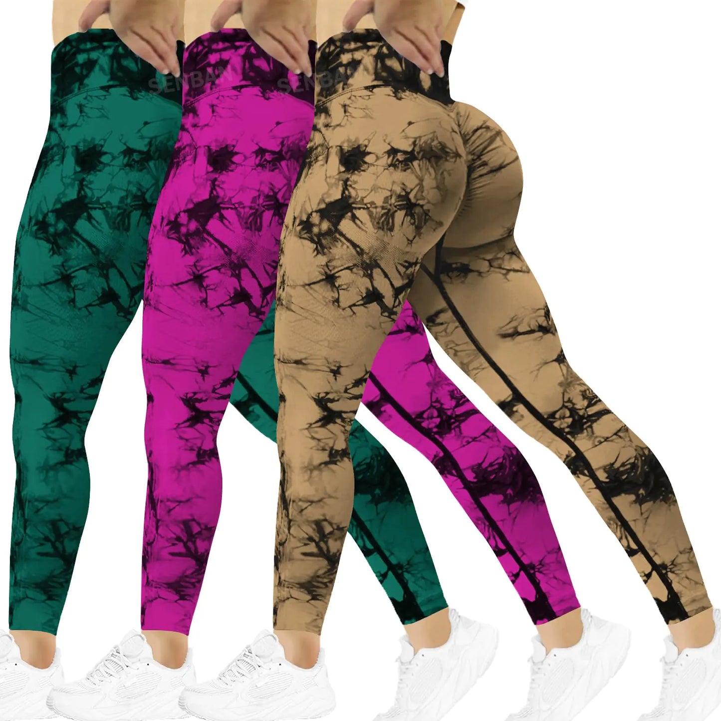 Women Scrunch Workout Leggings: Butt Lifting High Waisted Yoga Pants 3 pack