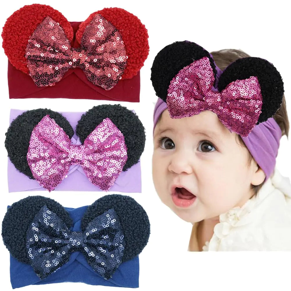 3PCS Baby Girl Mouse Ears Headbands